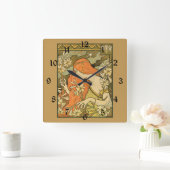 エルミタージュフランスの新しいの花の分野の女性 スクエア壁時計 (ホーム)