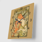 エルミタージュフランスの新しいの花の分野の女性 スクエア壁時計 (傾斜)