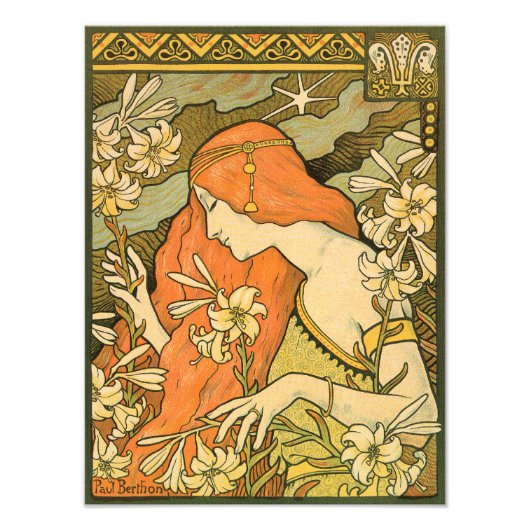 エルミタージュフランスの新しいの花の分野の女性 フォトプリント            (正面)