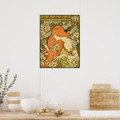 エルミタージュフランスの新しいの花の分野の女性 ポスター (キッチン)