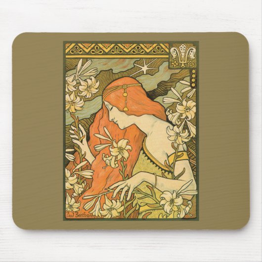 エルミタージュフランスの新しいの花の分野の女性 マウスパッド (正面)