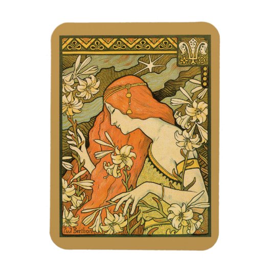 エルミタージュフランスの新しいの花の分野の女性 マグネット (縦)