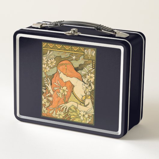 エルミタージュフランスの新しいの花の分野の女性 メタルランチボックス (正面)