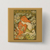 エルミタージュフランスの新しいの花の分野の女性 缶バッジ (正面)