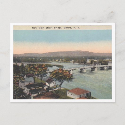 エルミラNYニューメインセントブリッジ1927ヴィンテージスタイル ポストカード (正面)