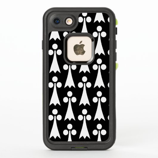 エルミン柄 中世模様 黒地に白模様 LifeProof iPhoneケース (裏面)