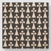 エルミン模様、中世の模様、白い黒 ストーンコースター (正面)