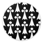 エルミン模様、中世の模様、白い黒 セラミックノブ (正面)