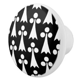 エルミン模様、中世の模様、白い黒 セラミックノブ