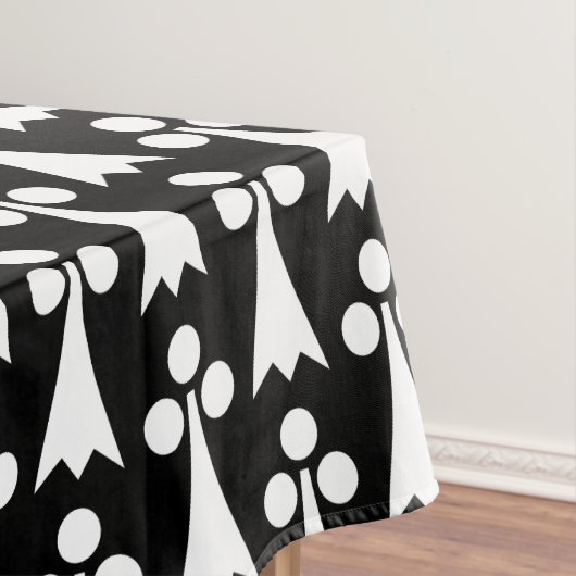 エルミン模様、中世の模様、白い黒 テーブルクロス (インサイチュ)