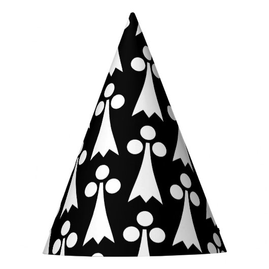 エルミン模様、中世の模様、白い黒 パーティーハット (正面)
