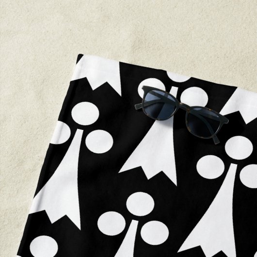 エルミン模様、中世の模様、白い黒 ビーチタオル (インサイチュ)