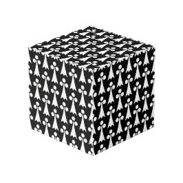 エルミン模様、中世の模様、白い黒 フォトキューブ