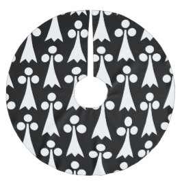 エルミン模様、中世の模様、白い黒 ブラッシュドポリエステルツリースカート