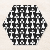 エルミン模様、中世の模様、白い黒 ペーパーコースター (正面)