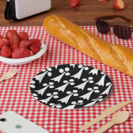 エルミン模様、中世の模様、白い黒 ペーパープレート