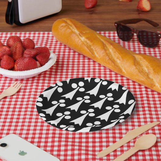 エルミン模様、中世の模様、白い黒 ペーパープレート (ピクニック)