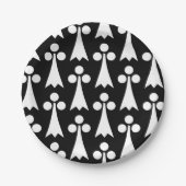 エルミン模様、中世の模様、白い黒 ペーパープレート (正面)
