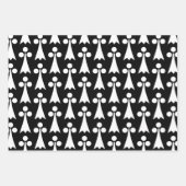 エルミン模様、中世の模様、白い黒 ラッピングペーパーシート (正面3)