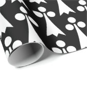 エルミン模様、中世の模様、白い黒 ラッピングペーパー (ロールコーナー)