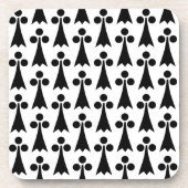 エルミン模様、中世の模様、白に黒 コースター (正面)