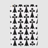 エルミン模様、中世の模様、白に黒 ゴルフタオル (正面)