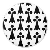 エルミン模様、中世の模様、白に黒 セラミックノブ (正面)