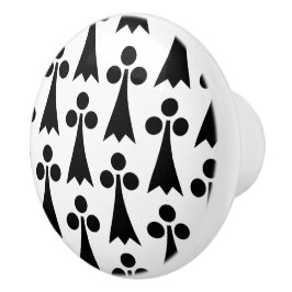 エルミン模様、中世の模様、白に黒 セラミックノブ