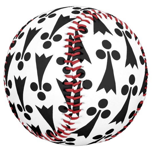 エルミン模様、中世の模様、白に黒 ソフトボール (アングル)