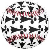 エルミン模様、中世の模様、白に黒 ソフトボール (正面)