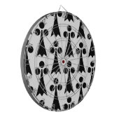 エルミン模様、中世の模様、白に黒 ダーツボード (正面左)