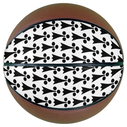 エルミン模様、中世の模様、白に黒 バスケットボール (正面)