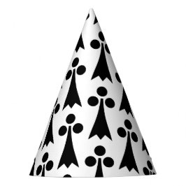 エルミン模様、中世の模様、白に黒 パーティーハット