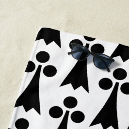 エルミン模様、中世の模様、白に黒 ビーチタオル