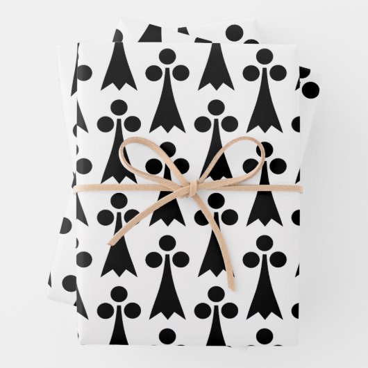 エルミン模様、中世の模様、白に黒 ラッピングペーパーシート (インサイチュ)