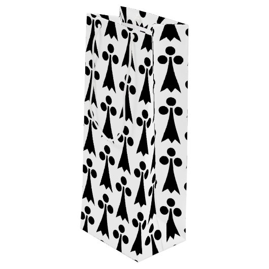 エルミン模様、中世の模様、白に黒 ワインギフトバッグ (裏面アングル)