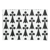 エルミン模様、中世の模様、白に黒 枕カバー (正面)