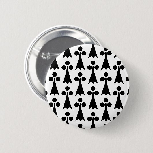 エルミン模様、中世の模様、白に黒 缶バッジ (正面&裏面)