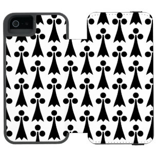 エルミン模様、中世の模様、白に黒 iPhone SE/5/5sウォレットケース