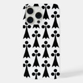 エルミン模様、中世の模様、白に黒 iPhoneケース (裏面)