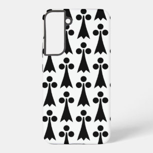 エルミン模様、中世の模様、白に黒 SAMSUNG GALAXY S22+ケース