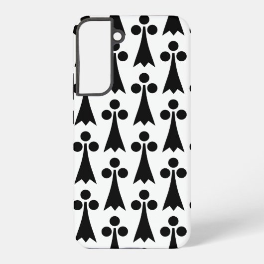 エルミン模様、中世の模様、白に黒 SAMSUNG GALAXYケース (裏面)