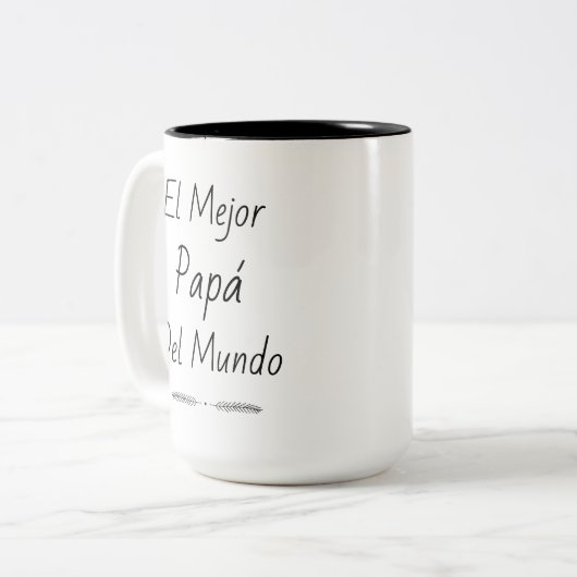 エルメジョールパパデルムンドカスタム – 写真と名前 ツートーンマグカップ (正面左)