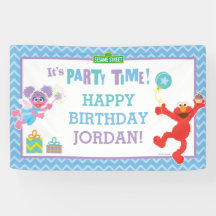 エルモとアビー誕生日バナー