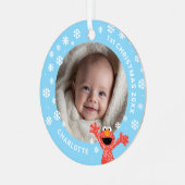 エルモの赤ちゃんの初めてのクリスマス 写真 メタルオーナメント (正面左)