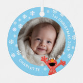 エルモの赤ちゃんの初めてのクリスマス 写真 メタルオーナメント (正面)