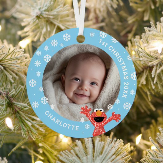 エルモの赤ちゃんの初めてのクリスマス 写真 メタルオーナメント (インサイチュ)