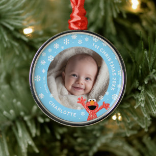 エルモの赤ちゃんの初めてのクリスマス 写真 メタルオーナメント