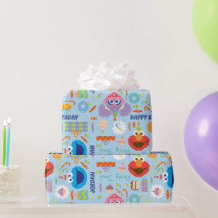 エルモアンドアビー誕生日 ラッピングペーパー
