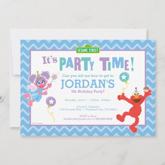 エルモアンドアビー誕生日 招待状 (正面)